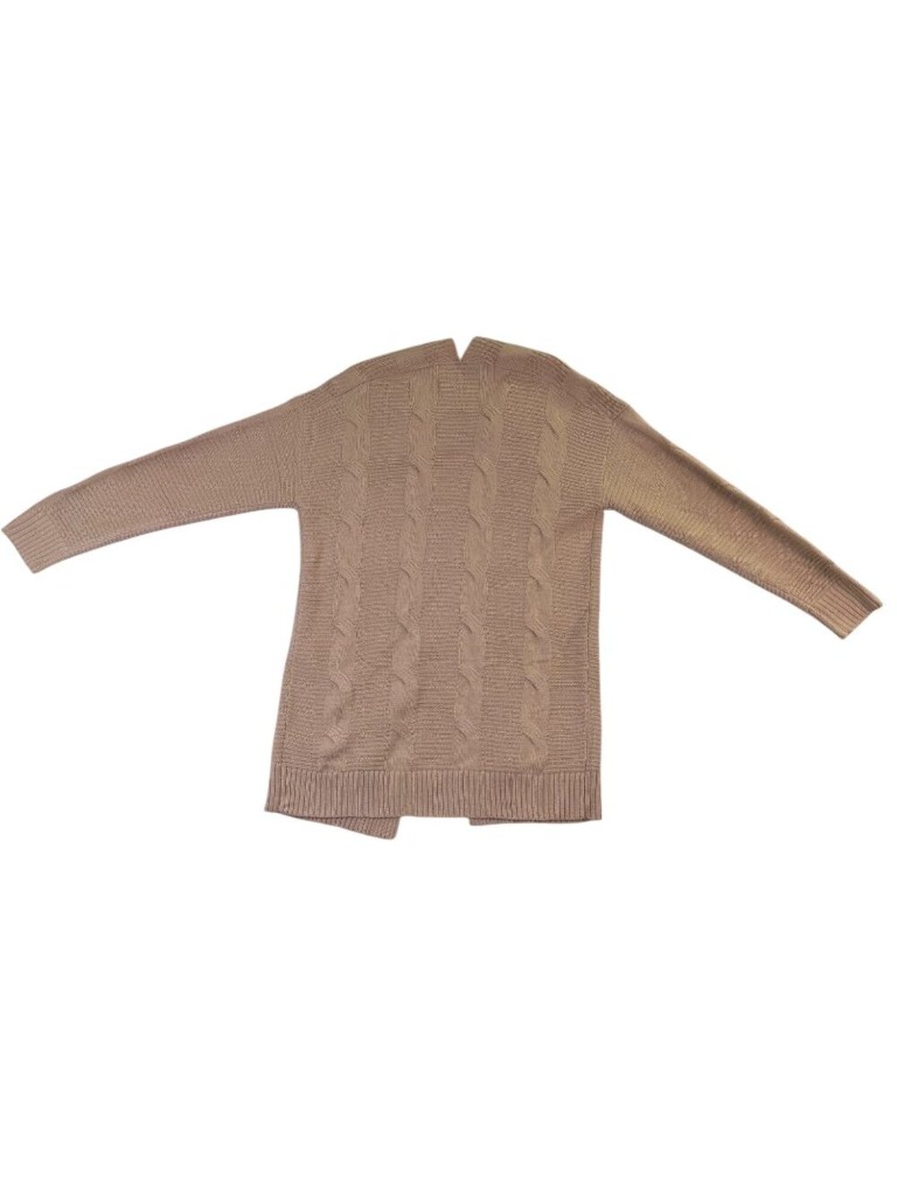 Merokeety Womens Beige Cable Knit Cardigan Sweater Open Front Pockets Size M - Picture 3 of 10